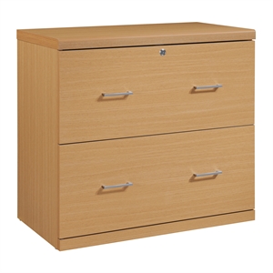 alpine 2-drawer engineered wood lateral file with lockdowel  in natural finish