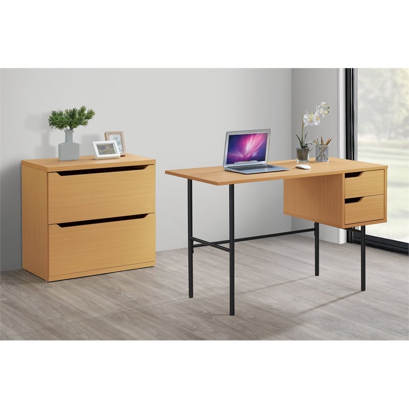 Denmark 2-Drawer Engineered Wood Lateral File with Lockdowel  in Natural Finish