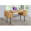 Denmark Engineered Wood Executive Desk with Power in Natural Finish
