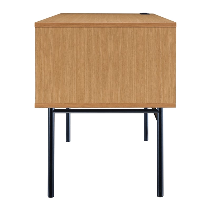 Denmark Engineered Wood Executive Desk with Power in Natural Finish