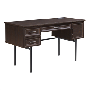 Jefferson Engineered Wood Executive Desk with Power in Espresso Finish