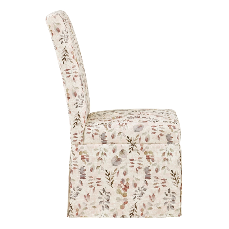 Adalynn Slipcover Dining Chair 2 Pack in Autumn Brown Leaf Fabric