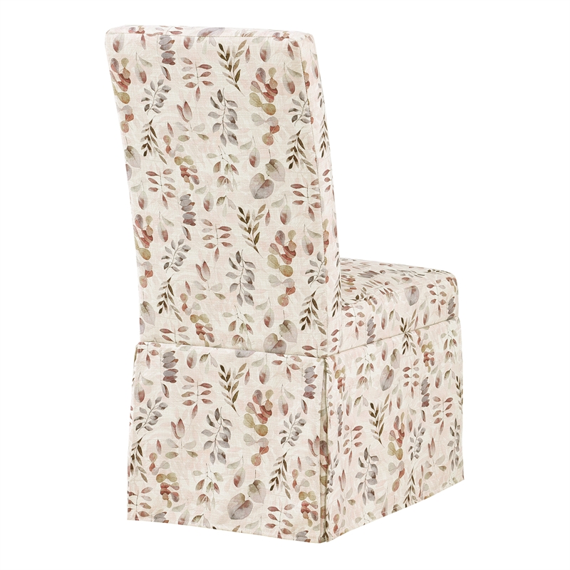 Adalynn Slipcover Dining Chair 2 Pack in Autumn Brown Leaf Fabric