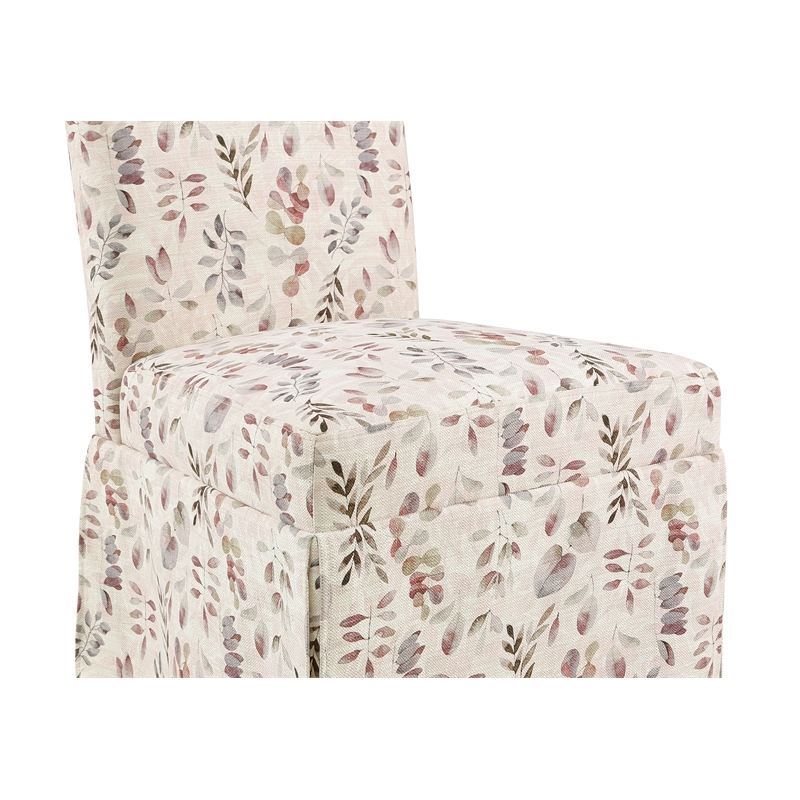 Adalynn Slipcover Dining Chair 2 Pack in Autumn Brown Leaf Fabric
