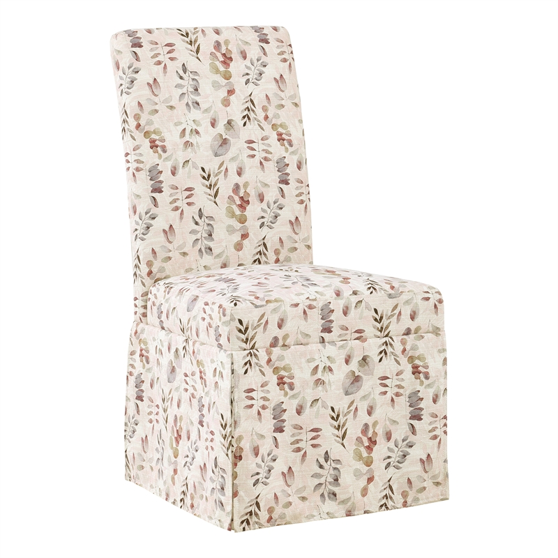 Adalynn Slipcover Dining Chair 2 Pack in Autumn Brown Leaf Fabric