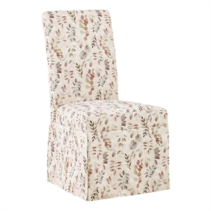 Adalynn Slipcover Dining Chair 2 Pack in Autumn Brown Leaf Fabric