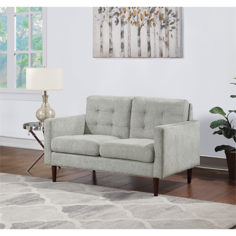 Grayburn Mid-Century 2-Cushion Loveseat in Smoke Gray Fabric