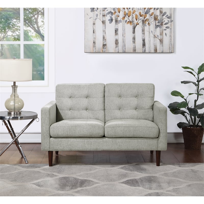 Grayburn Mid-Century 2-Cushion Loveseat in Smoke Gray Fabric