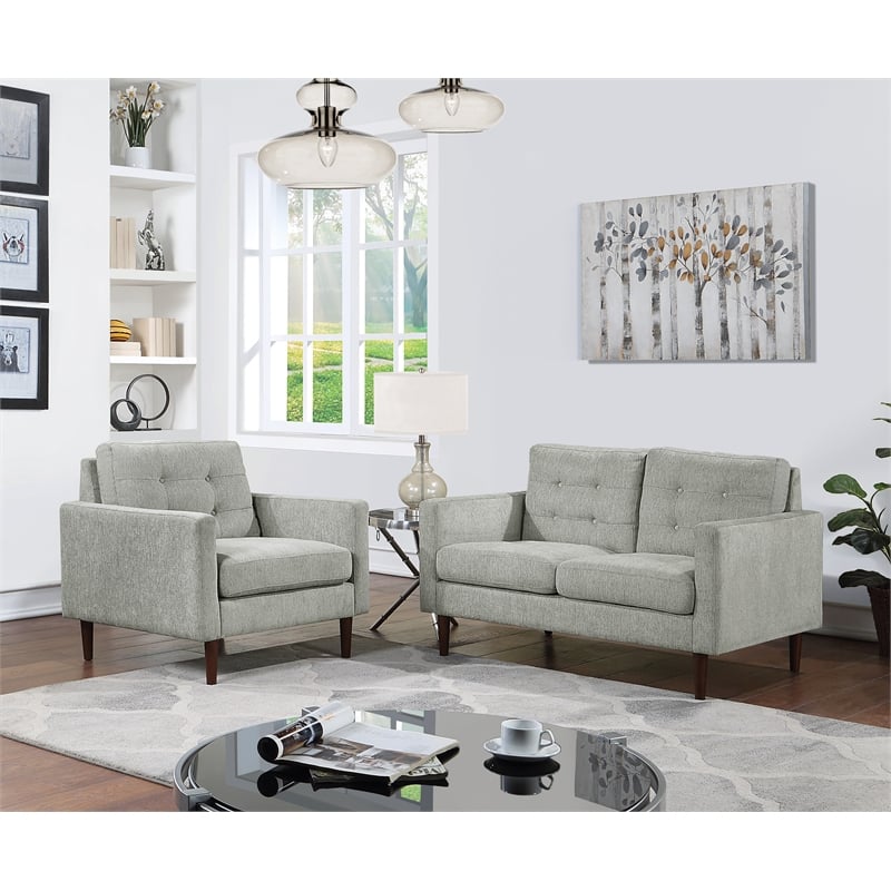 Grayburn Mid-Century 2-Cushion Loveseat in Smoke Gray Fabric