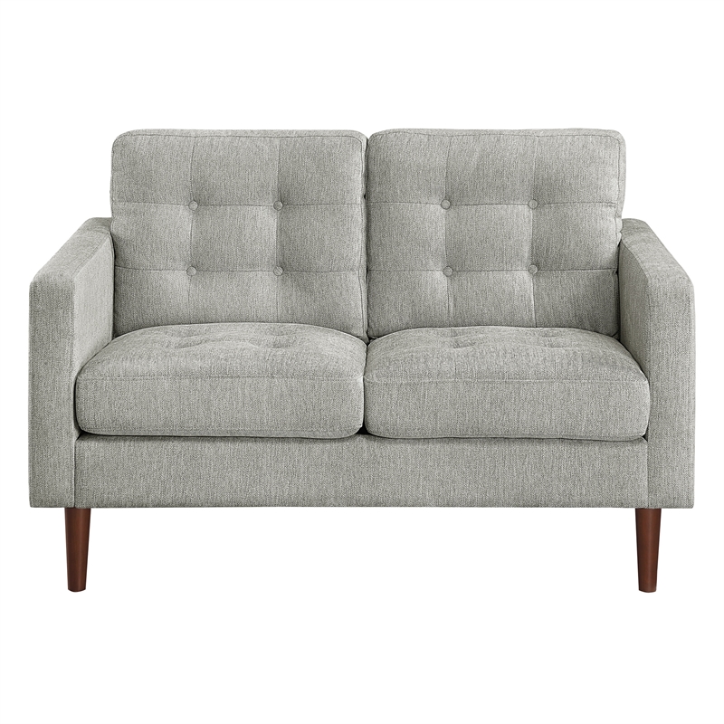 Grayburn Mid-Century 2-Cushion Loveseat in Smoke Gray Fabric