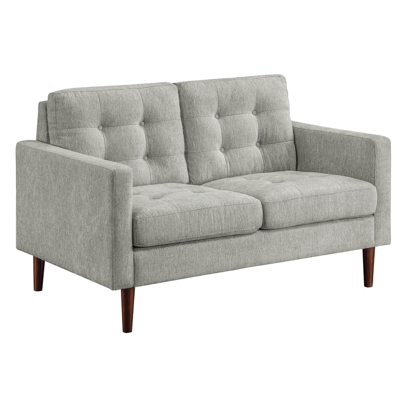 Grayburn Mid-Century 2-Cushion Loveseat in Smoke Gray Fabric