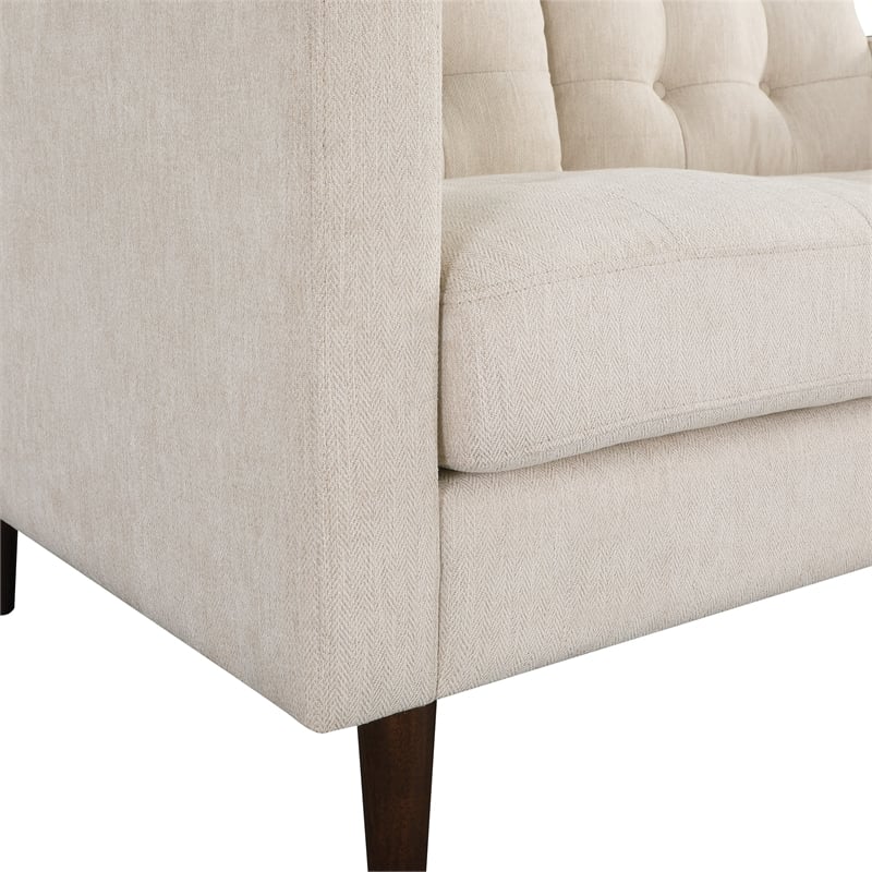 Grayburn Mid-Century 2-Cushion Loveseat in Cream Fabric