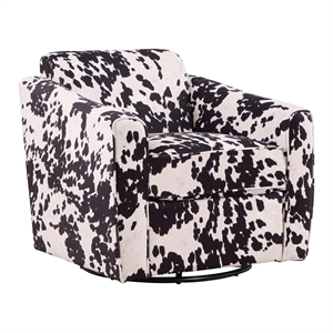 cassie assembled swivel arm chair in black cow fabric