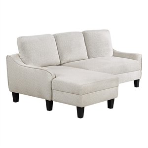 lester sofa with chaise and twin sleeper in cement gray fabric with black legs