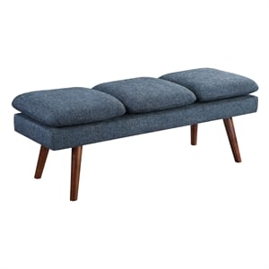 Amanda 54&quot Mid-Century Bench in Navy Fabric