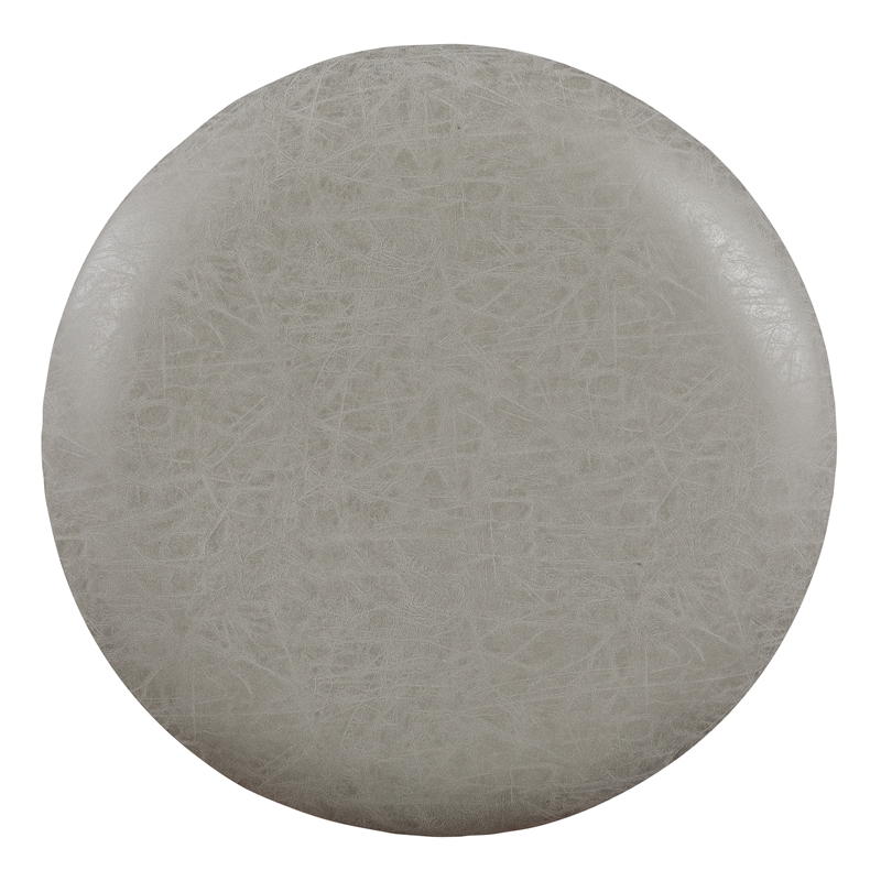 Backless Round Swivel Stool in Dove White Faux Leather Fabric 2 Pack