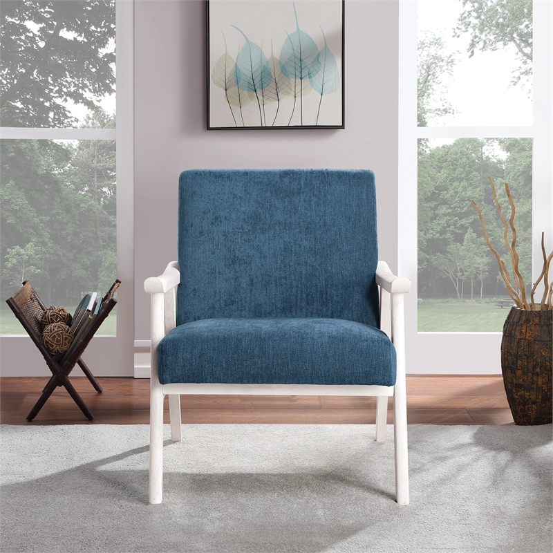 Weldon Armchair in Navy Fabric with Antique White Finished Frame