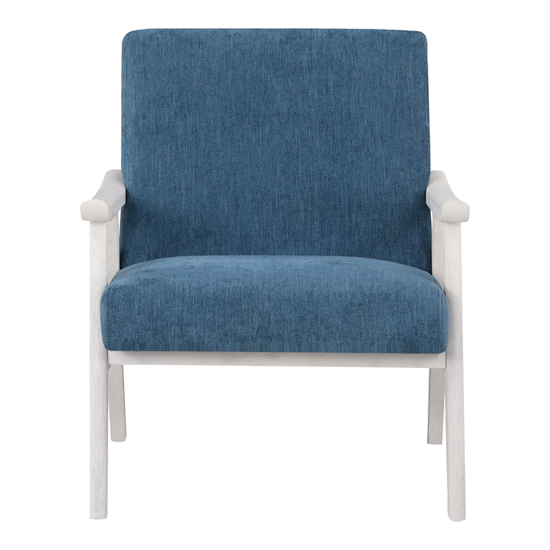 Weldon Armchair in Navy Fabric with Antique White Finished Frame