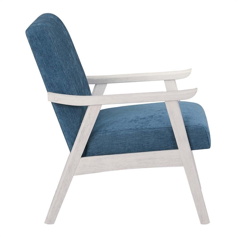 Weldon Armchair in Navy Fabric with Antique White Finished Frame