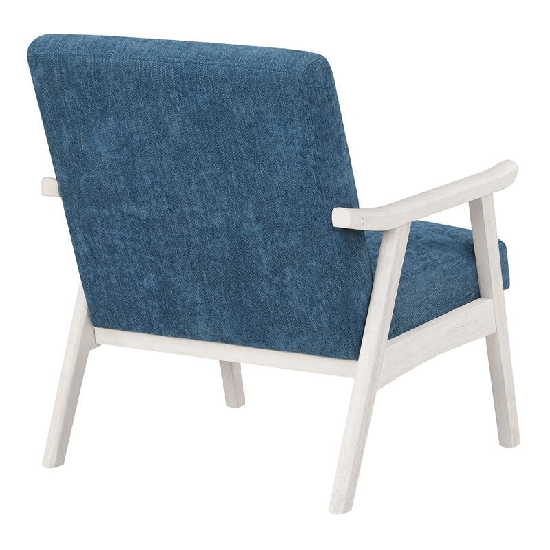 Weldon Armchair in Navy Fabric with Antique White Finished Frame