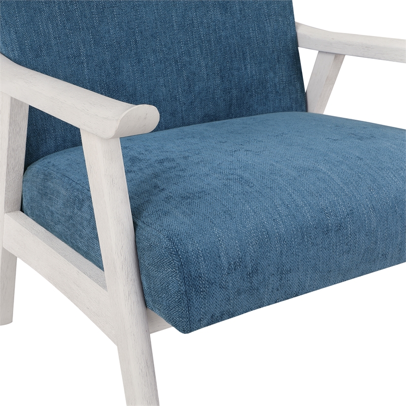 Weldon Armchair in Navy Fabric with Antique White Finished Frame