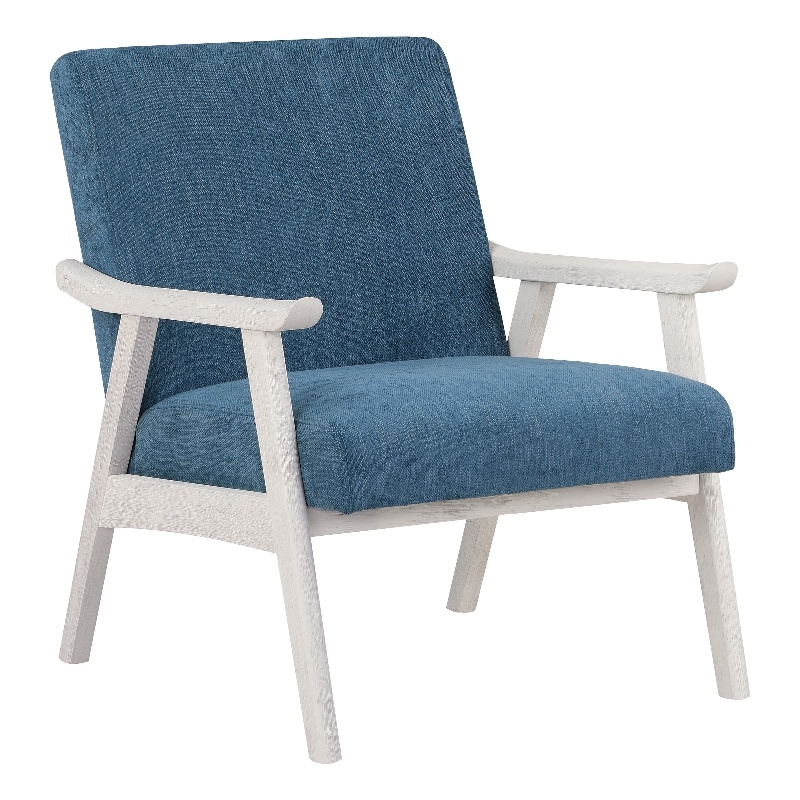 Weldon Armchair in Navy Fabric with Antique White Finished Frame