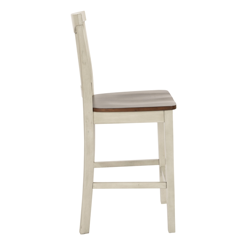 Berkley 5pc Set- Table Chairs in Antique White with Wood Stain Finish