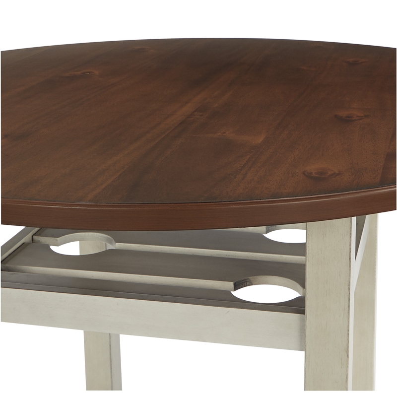 Berkley 5pc Set- Table Chairs in Antique White with Wood Stain Finish
