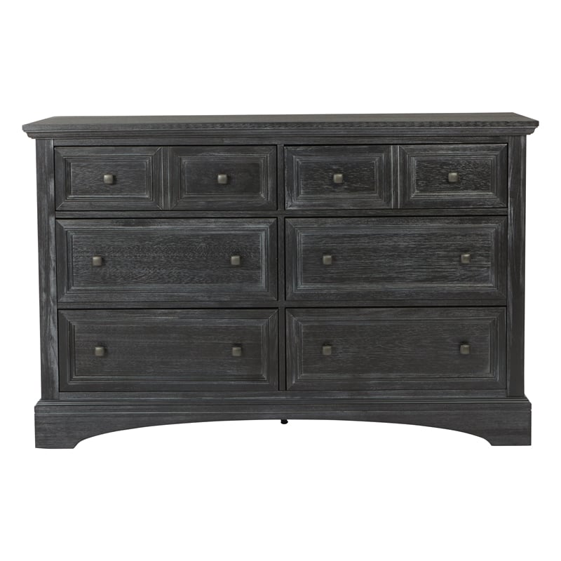 Farmhouse Basics 6 Drawer Dresser 2/CTN in Wood Rustic Black Finish