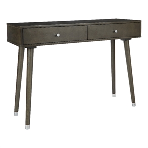cupertino console table in gray wood k/d legs only.