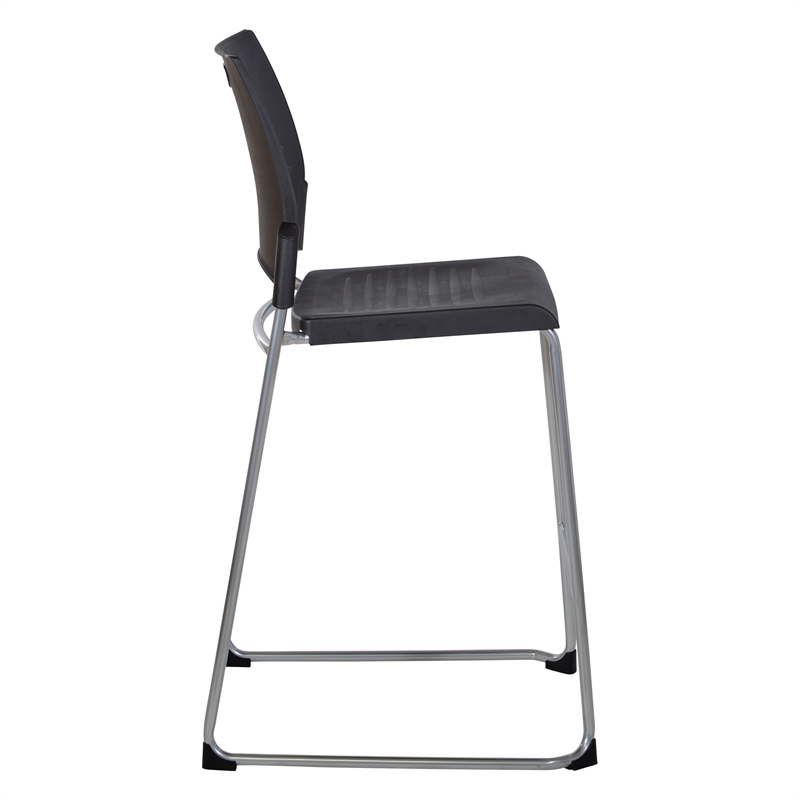 Tall Stacking and Ganging Chair with Black Plastic Seat & Back 2-Pack