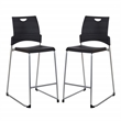Tall Stacking and Ganging Chair with Black Plastic Seat & Back 2-Pack