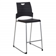 Tall Stacking and Ganging Chair with Black Plastic Seat & Back 2-Pack