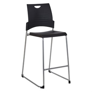 Tall Black Stacking and Ganging Chair with Plastic Seat and Back 4-Pack