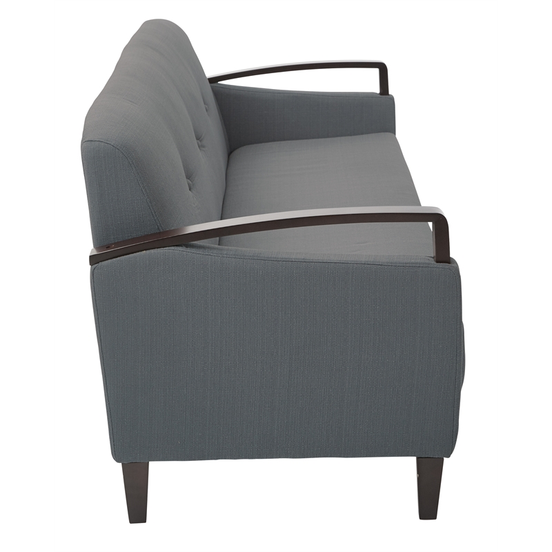 Main Street Sofa in Charcoal Fabric and Dark Espresso Finish Wood Accents