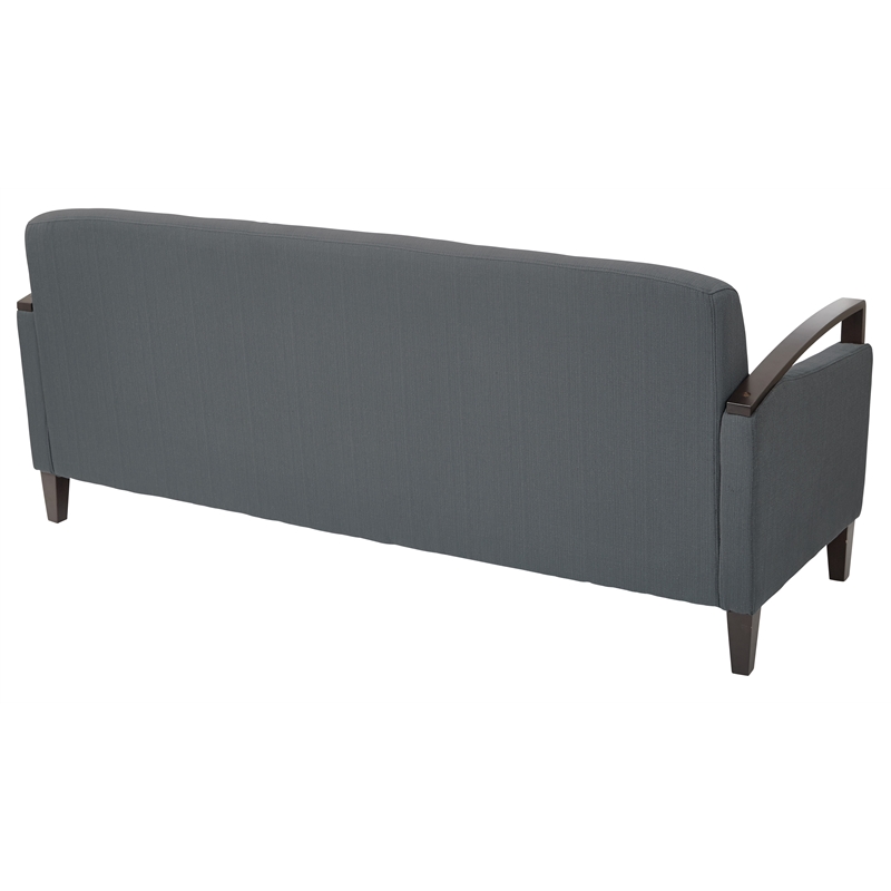 Main Street Sofa in Charcoal Fabric and Dark Espresso Finish Wood Accents