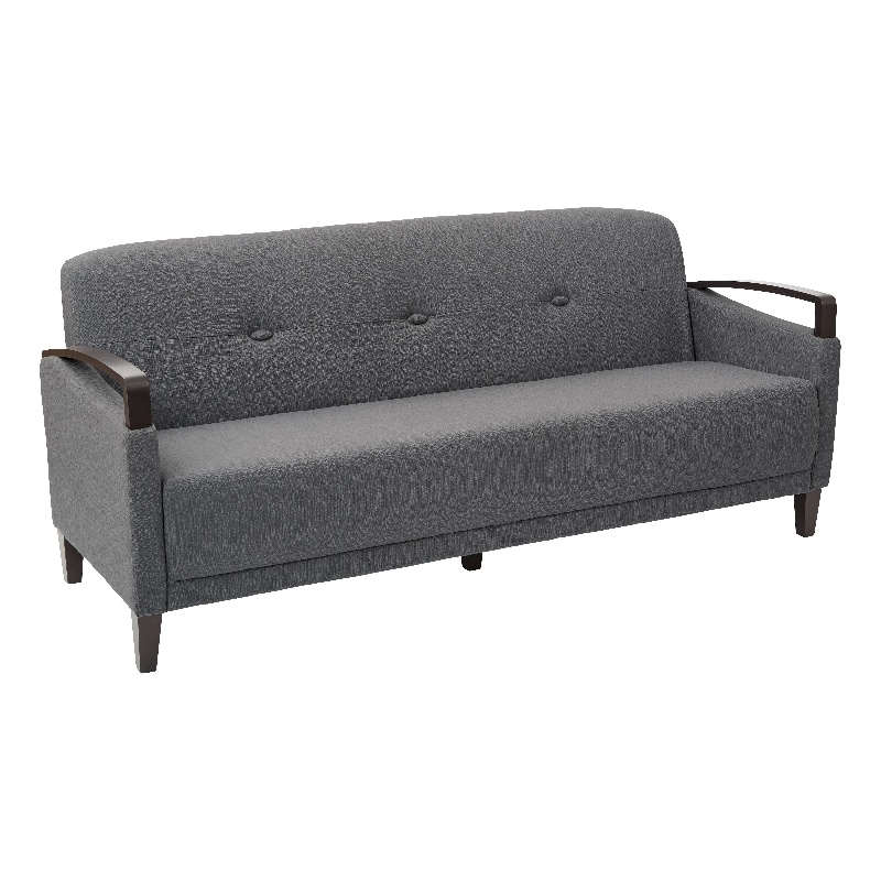 Main Street Sofa in Charcoal Fabric and Dark Espresso Finish Wood Accents