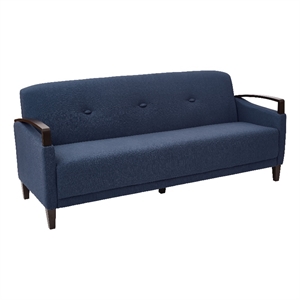Main Street Sofa in Indigo Blue Fabric and Dark Espresso Finish Wood Accents