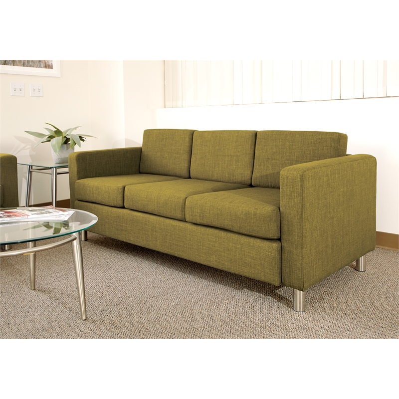 Pacific Sofa in Green Fabric with Chrome Legs