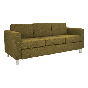 Pacific Sofa in Green Fabric with Chrome Legs