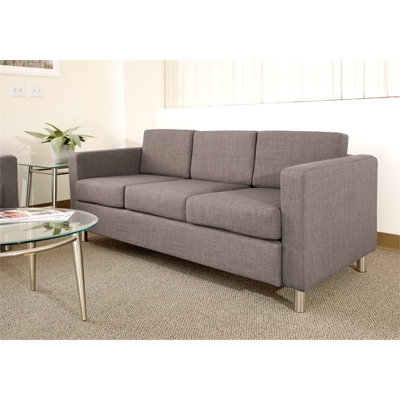 Pacific Sofa in Cement Gray Fabric with Chrome Legs