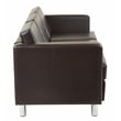 Pacific Easy-Care Espresso Brown Faux Leather Sofa Couch and Silver Color Legs
