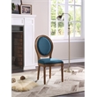 Lillian Oval Back Chair in Klein Azure Blue Fabric with Brushed Frame