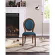 Lillian Oval Back Chair in Klein Azure Blue Fabric with Brushed Frame