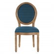 Lillian Oval Back Chair in Klein Azure Blue Fabric with Brushed Frame