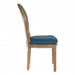 Lillian Oval Back Chair in Klein Azure Blue Fabric with Brushed Frame