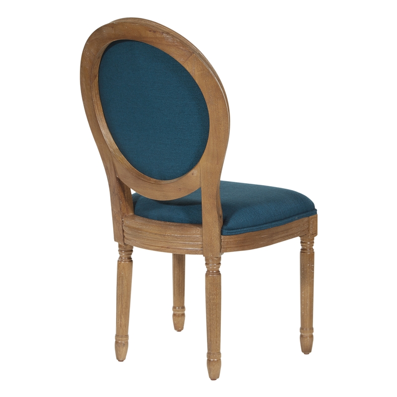 Lillian Oval Back Chair in Klein Azure Blue Fabric with Brushed Frame