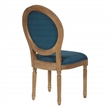 Lillian Oval Back Chair in Klein Azure Blue Fabric with Brushed Frame
