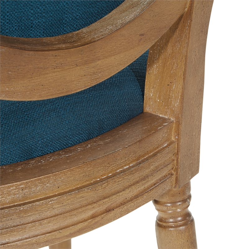 Lillian Oval Back Chair in Klein Azure Blue Fabric with Brushed Frame