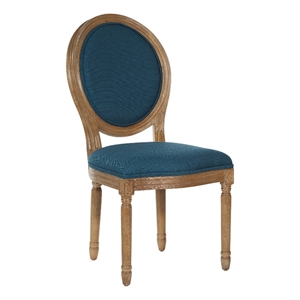 Lillian Oval Back Chair in Klein Azure Blue Fabric with Brushed Frame